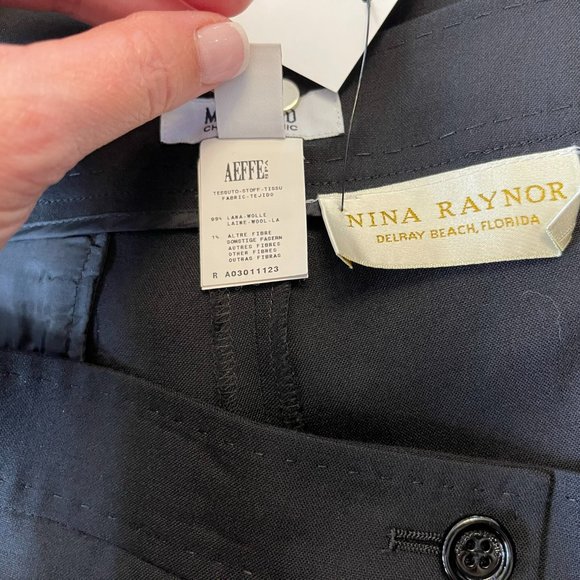 NINA RAYNOR Black Wool Blend Straight Leg Flat Front Dress Pant - Picture 11 of 12